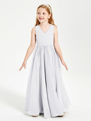 Chic Elegant Sleeveless Dresses for Junior Bridesmaids White
