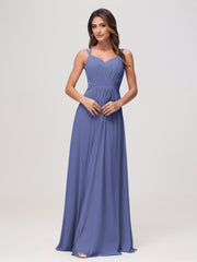 Sweetheart A-Line Ruched Chiffon Dress Periwinkle