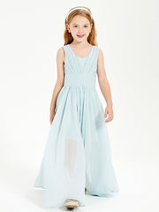 Long V-neck Junior Bridesmaid Dresses Mist