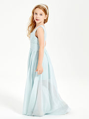 Long V-neck Junior Bridesmaid Dresses Mist