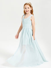 Long V-neck Junior Bridesmaid Dresses Mist