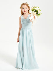 Long V-neck Junior Bridesmaid Dresses Mist
