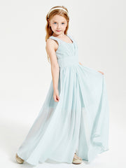 Long V-neck Junior Bridesmaid Dresses Mist