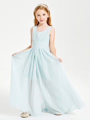 Long V-neck Junior Bridesmaid Dresses Mist