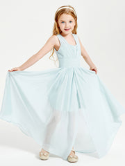 Long V-neck Junior Bridesmaid Dresses Mist