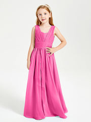 Long V-neck Junior Bridesmaid Dresses Azalea