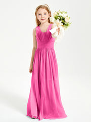 Long V-neck Junior Bridesmaid Dresses Azalea