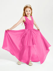 Long V-neck Junior Bridesmaid Dresses Azalea