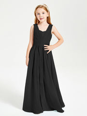 Long V-neck Junior Bridesmaid Dresses Black