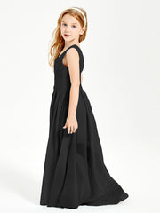 Long V-neck Junior Bridesmaid Dresses Black