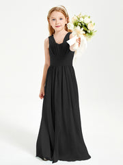 Long V-neck Junior Bridesmaid Dresses Black