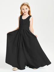 Long V-neck Junior Bridesmaid Dresses Black