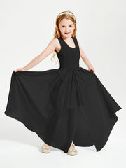Long V-neck Junior Bridesmaid Dresses Black