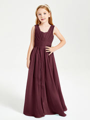 Long V-neck Junior Bridesmaid Dresses Cabernet