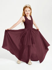 Long V-neck Junior Bridesmaid Dresses Cabernet