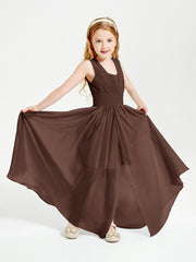 Long V-neck Junior Bridesmaid Dresses Chocolate