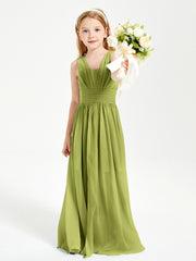 Long V-neck Junior Bridesmaid Dresses Clover