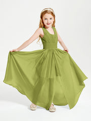 Long V-neck Junior Bridesmaid Dresses Clover