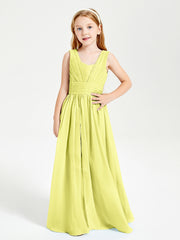 Long V-neck Junior Bridesmaid Dresses Daffodil