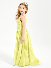 Long V-neck Junior Bridesmaid Dresses Daffodil