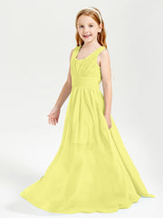 Long V-neck Junior Bridesmaid Dresses Daffodil