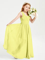 Long V-neck Junior Bridesmaid Dresses Daffodil