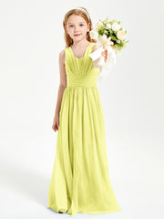 Long V-neck Junior Bridesmaid Dresses Daffodil