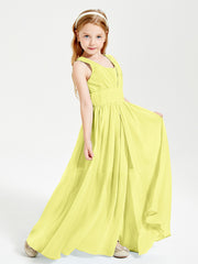 Long V-neck Junior Bridesmaid Dresses Daffodil