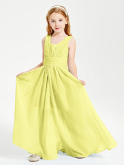 Long V-neck Junior Bridesmaid Dresses Daffodil