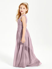 Long V-neck Junior Bridesmaid Dresses Dusk