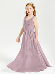 Long V-neck Junior Bridesmaid Dresses Dusk