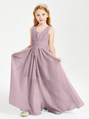 Long V-neck Junior Bridesmaid Dresses Dusk