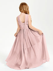 Long V-neck Junior Bridesmaid Dresses Dusty Rose