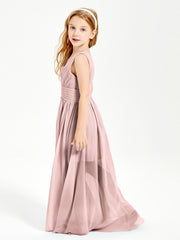 Long V-neck Junior Bridesmaid Dresses Dusty Rose