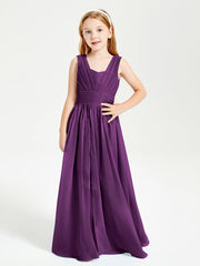 Long V-neck Junior Bridesmaid Dresses Grape