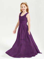 Long V-neck Junior Bridesmaid Dresses Grape