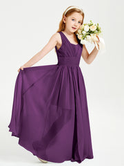 Long V-neck Junior Bridesmaid Dresses Grape