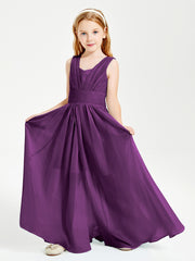 Long V-neck Junior Bridesmaid Dresses Grape