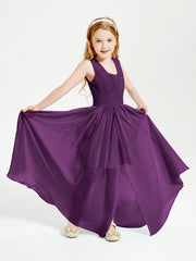 Long V-neck Junior Bridesmaid Dresses Grape