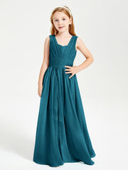 Long V-neck Junior Bridesmaid Dresses Ink Blue