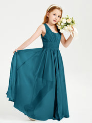 Long V-neck Junior Bridesmaid Dresses Ink Blue
