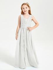 Long V-neck Junior Bridesmaid Dresses Ivory