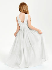 Long V-neck Junior Bridesmaid Dresses Ivory