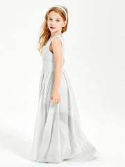 Long V-neck Junior Bridesmaid Dresses Ivory