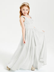 Long V-neck Junior Bridesmaid Dresses Ivory