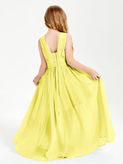 Long V-neck Junior Bridesmaid Dresses Lemon