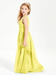 Long V-neck Junior Bridesmaid Dresses Lemon