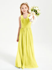 Long V-neck Junior Bridesmaid Dresses Lemon