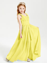 Long V-neck Junior Bridesmaid Dresses Lemon