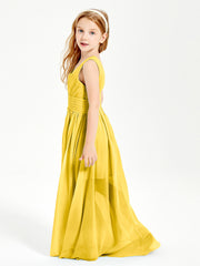 Long V-neck Junior Bridesmaid Dresses Marigold